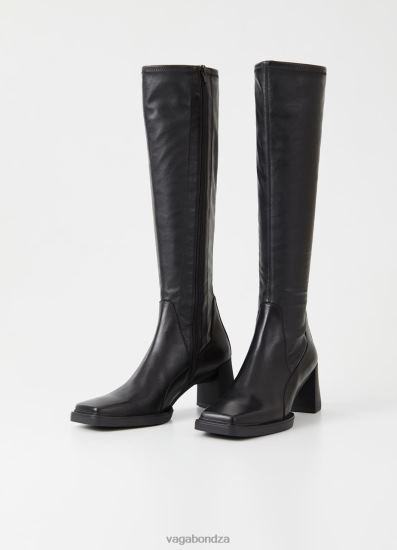 Boots | Vagabond Edwina Tall Boots Black Leather/Synthetic Stretch Women DPX48222